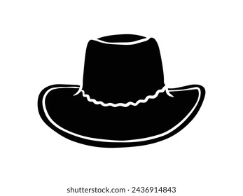 cowboy hat silhouette. cowboy hat isolated on white background. Vector illustration. cowboy hat illustration. hand drawn cowboy hat.