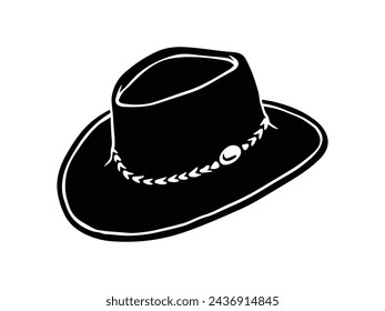 cowboy hat silhouette. cowboy hat isolated on white background. Vector illustration. cowboy hat illustration. hand drawn cowboy hat.