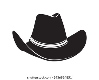 cowboy hat silhouette. cowboy hat isolated on white background. Vector illustration. cowboy hat illustration. hand drawn cowboy hat.