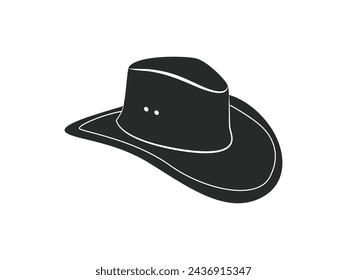 cowboy hat silhouette. cowboy hat isolated on white background. Vector illustration. cowboy hat illustration. hand drawn cowboy hat.