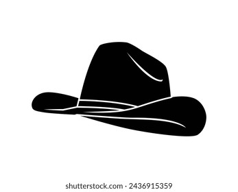 cowboy hat silhouette. cowboy hat isolated on white background. Vector illustration. cowboy hat illustration. hand drawn cowboy hat.