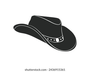 sombrero de vaquero. sombrero de vaquero aislado sobre fondo blanco. Ilustración vectorial. ilustración de sombrero de vaquero. sombrero de vaquero dibujado a mano.