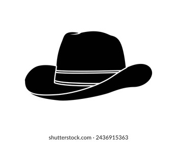 cowboy hat silhouette. cowboy hat isolated on white background. Vector illustration. cowboy hat illustration. hand drawn cowboy hat.