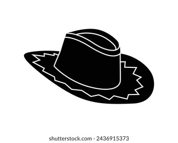 cowboy hat silhouette. cowboy hat isolated on white background. Vector illustration. cowboy hat illustration. hand drawn cowboy hat.