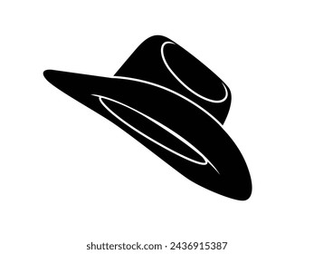 cowboy hat silhouette. cowboy hat isolated on white background. Vector illustration. cowboy hat illustration. hand drawn cowboy hat.