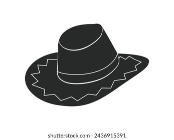 cowboy hat silhouette. cowboy hat isolated on white background. Vector illustration. cowboy hat illustration. hand drawn cowboy hat.