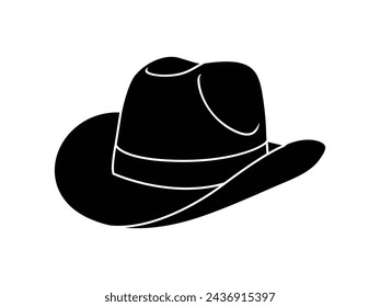 cowboy hat silhouette. cowboy hat isolated on white background. Vector illustration. cowboy hat illustration. hand drawn cowboy hat.