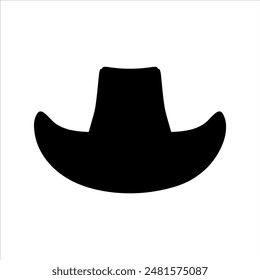 Silueta de sombrero de vaquero aislado sobre fondo blanco. Diseño de Ilustración vectorial de ícono de sombrero de vaquero.