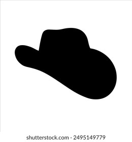 Silueta de sombrero de vaquero sobre fondo blanco. Icono de sombrero de vaquero Vector signo ilustración diseño.
