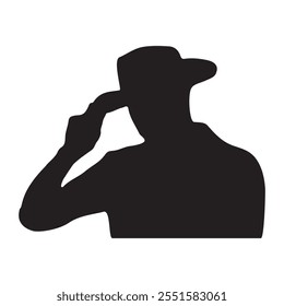 Cowboy with Hat Silhouette Vector Illustration