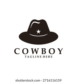 Cowboy hat simple logo silhouette isolated on white background.