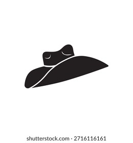 Cowboy hat simple logo silhouette isolated on white background.