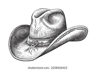 Cowboy hat sketch hand drawn in doodle style.