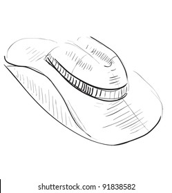 Cowboy hat sketch icon