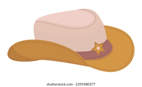 Cowboy hat stetson in boho style, color vector illustration