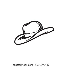 Cowboy hat, stetson hat, straw hat, somberero vector icon
