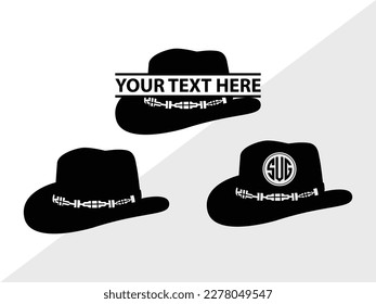 Cowboy Hat SVG Monogram Vector Illustration Silhouette svg