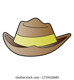 cowboy hat vector design. digital hand drawn. halftone texture