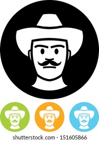 Cowboy in hat vector icon 