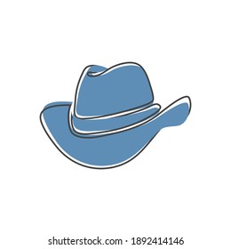 Cowboy hat vector icon in cartoon style isolated on white background.