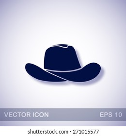 Cowboy hat vector icon - dark blue illustration with blue shadow