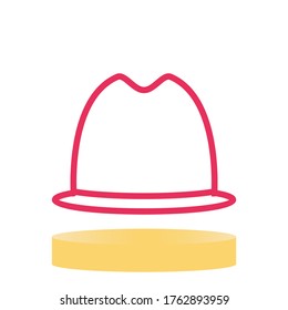 Cowboy Hat Vector Icon Design with Red Color Style and White Background