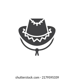 Cowboy hat vector icon. filled flat sign for mobile concept and web design. Mens hat glyph icon. Symbol, logo illustration. Vector graphics