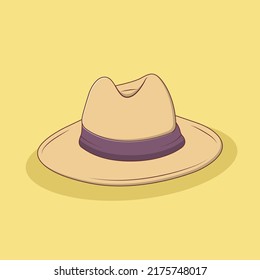 Cowboy Hat Vector Icon Illustration with Outline for Design Element, Clip Art, Web, Landing page, Sticker, Banner. Flat Cartoon Style