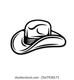 Cowboy hat vector icon illustration in black vintage style isolated on white background