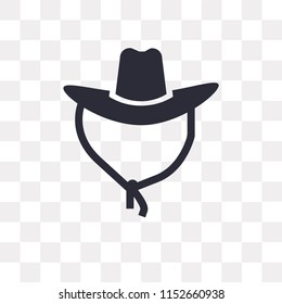 Cowboy hat vector icon isolated on transparent background, Cowboy hat logo concept