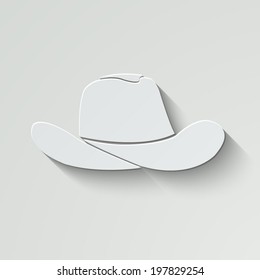 cowboy hat vector icon - paper illustration with shadow on light background