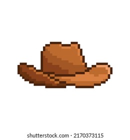 Icono vectorial de sombrero de vaca. Logo de 8 bits para el juego. eps10