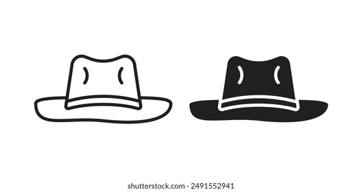 Cowboy hat vector icon set in black color.