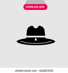 Cowboy Hat Vector Icon, The symbol of high round cap.  Simple, modern flat vector illustration for mobile app, website or desktop app  