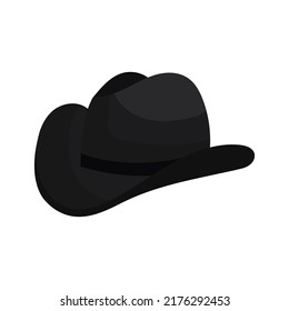 Cowboy Hat Vector Icon. Western Fashion Illustration Clothes Texas And Rodeo America Design. Clothing Isolated White And Head Leather Accessory Cartoon. Rancher Dress And Drawing Rural Black Cap Human