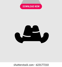 Cowboy Hat Vector Icon, A hat with a wide, curving lower edgesymbol. Simple, modern flat vector illustration for mobile app, website or desktop app 