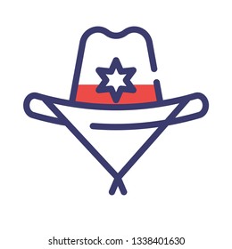 Cowboy hat vector illustration in flat outline design