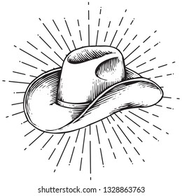 cowboy hat    vintage engraved vector illustration (hand drawn style)
