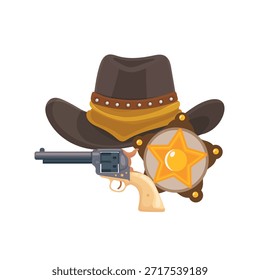 Sombrero de vaquero, Salvaje oeste. Clipart de Vector plano, ilustración con fondo aislado.