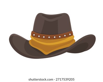 Sombrero de vaquero, Salvaje oeste. Clipart de Vector plano, ilustración con fondo aislado.