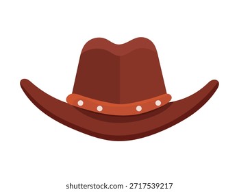 Sombrero de vaquero, Salvaje oeste. Clipart de Vector plano, ilustración con fondo aislado.