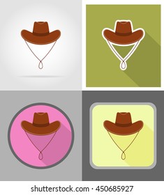 cowboy hat wild west flat icons vector illustration isolated on background