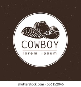 Cowboy hat. Wild West Label.