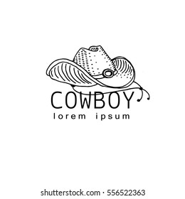 Cowboy hat. Wild West Label.