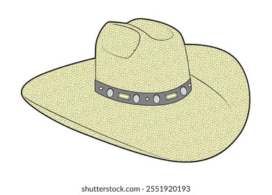 Cowboy hats technical illustration vector mockup template.