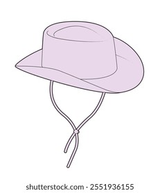 Cowboy hats technical line drawing vector mockup template.