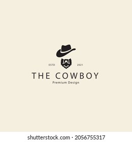 COWBOY HEAD HIPSTER LOGO VECTOR ICON SYMBOL ILLUSTRATION MODERN DESIGN