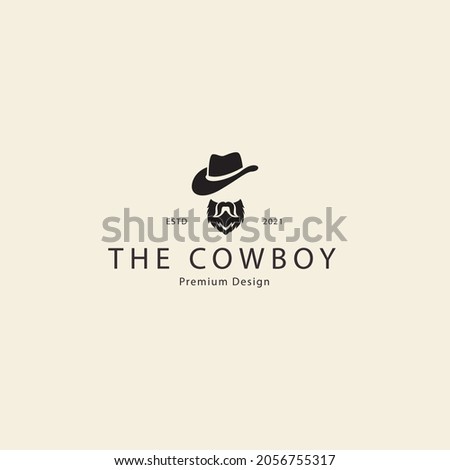 COWBOY HEAD HIPSTER LOGO VECTOR ICON SYMBOL ILLUSTRATION MODERN DESIGN