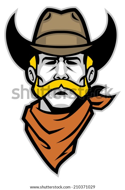 Cowboy Head Mascot Stock Vector (Royalty Free) 210371029 | Shutterstock