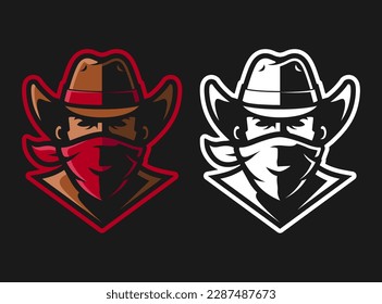 COWBOY HEAD MASCOT LOGO DESIGN